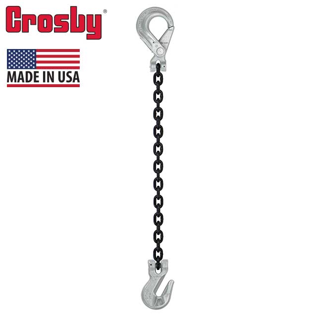 932 inch x 18 foot Crosby Single Leg Chain Sling w Grab & SelfLocking Hooks Grade 100 image 2 of 2