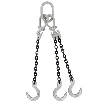 38 inch x 10 foot Crosby Adjustable 3 Leg Chain Sling w Foundry Hooks Grade 100 image 1 of 2