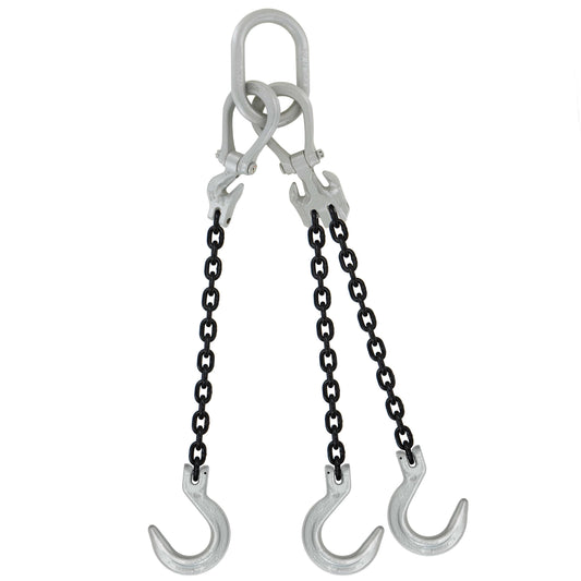 38 inch x 5 foot Crosby Adjustable 3 Leg Chain Sling w Foundry Hooks Grade 100 image 1 of 2