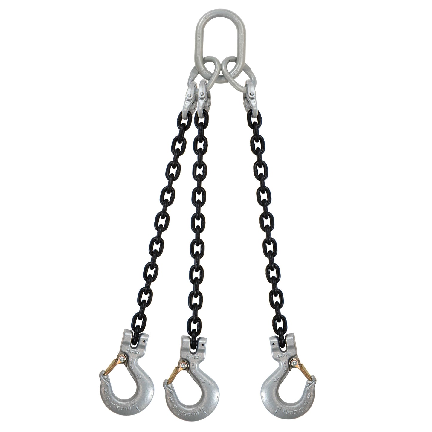 38 inch x 12 foot Crosby 3 Leg Chain Sling w Sling Hooks Grade 100 image 1 of 2