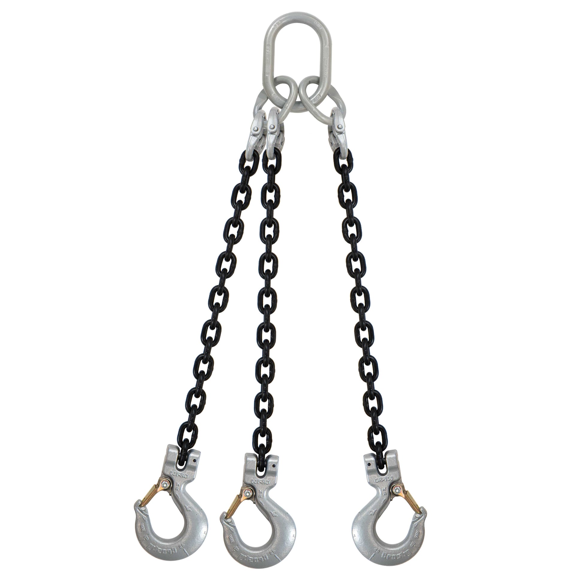 38 inch x 12 foot Crosby 3 Leg Chain Sling w Sling Hooks Grade 100 image 1 of 2