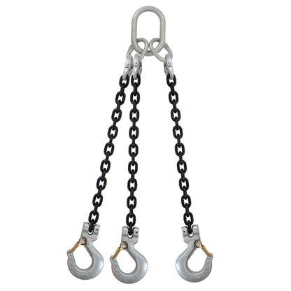 12 inch x 3 foot Crosby 3 Leg Chain Sling w Sling Hooks Grade 100 image 1 of 2
