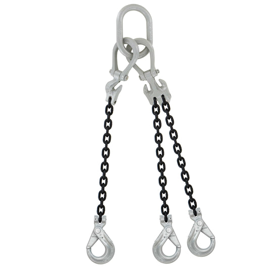 12 inch x 15 foot Crosby Adjustable 3 Leg Chain Sling w SelfLocking Hooks Grade 100 image 1 of 2