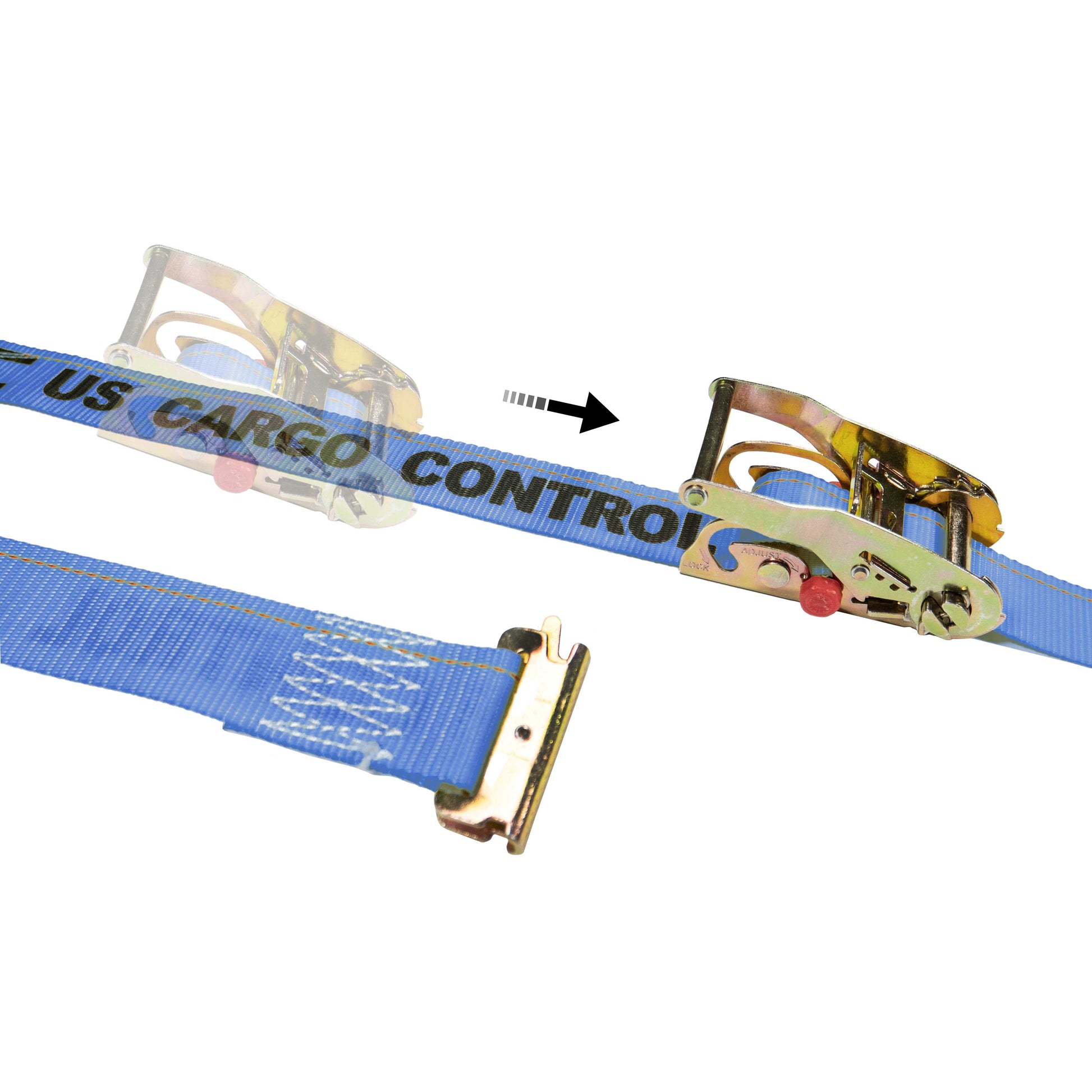 2 inch x 20 foot Blue Sliding E Track Ratchet Strap w Spring EFittings image 1 of 9
