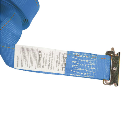 2 inch x 20 foot Blue Sliding E Track Ratchet Strap w Spring EFittings image 3 of 9