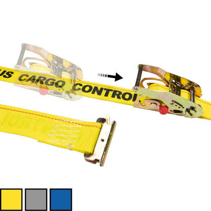 2" x 12' Yellow Sliding E Track Ratchet Strap w/ Spring E-Fittings