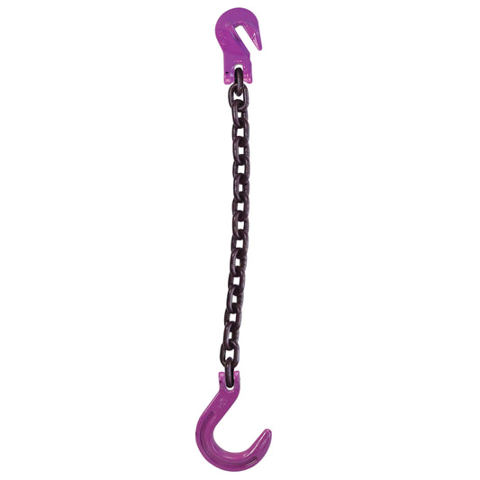 12 inch x 10 foot Single Leg Chain Sling w Grab & Foundry Hooks Grade 100 image 1 of 2