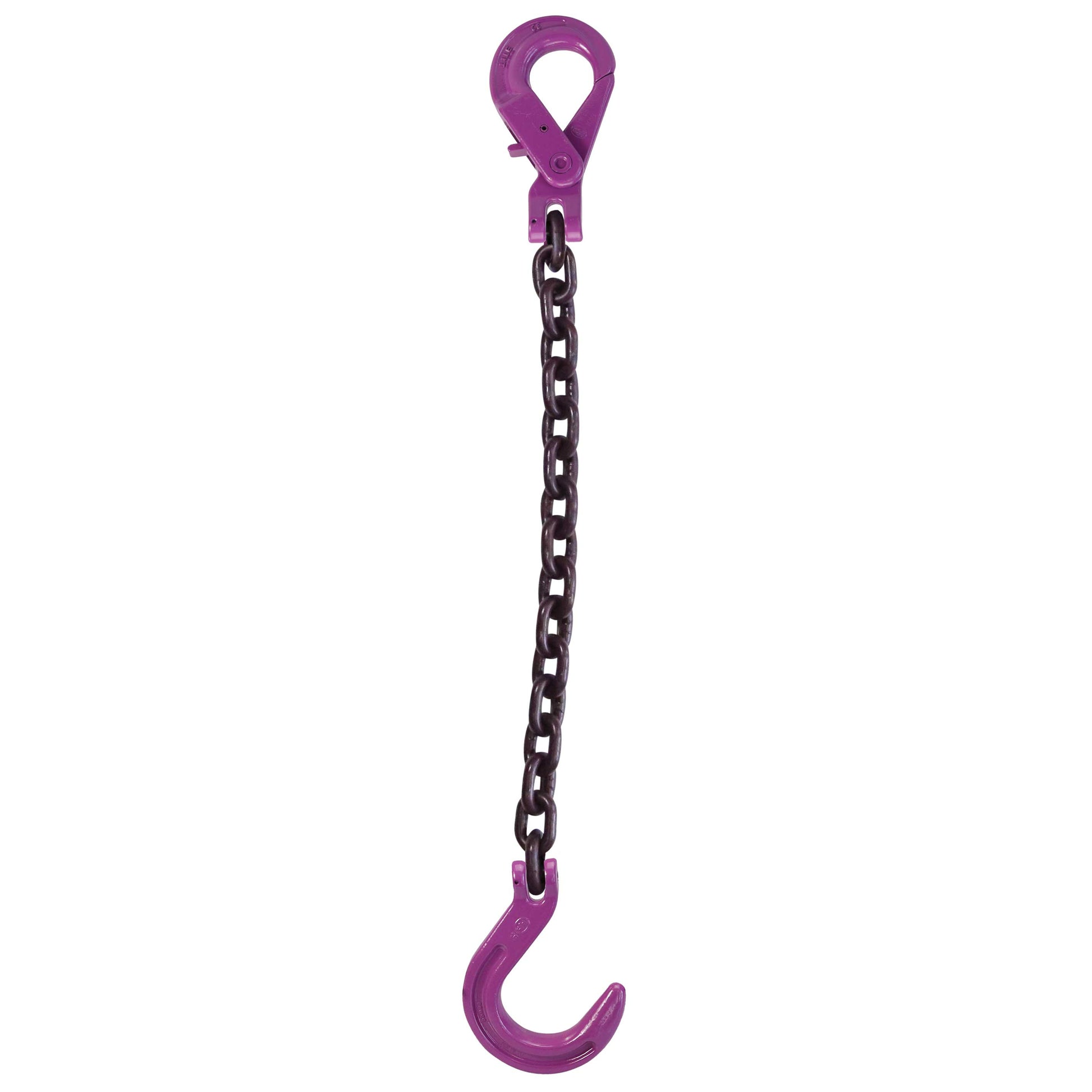 12 inch x 14 foot Single Leg Chain Sling w SelfLocking Foundry Hooks Grade 100 image 1 of 2