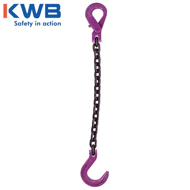 12 inch x 18 foot Single Leg Chain Sling w SelfLocking Foundry Hooks Grade 100 image 2 of 2