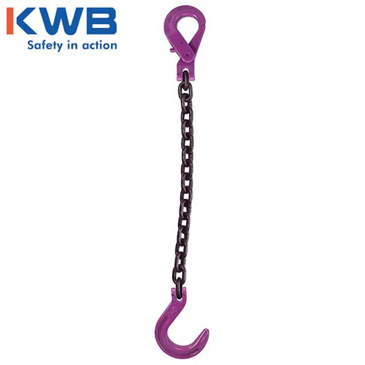 12 inch x 5 foot Single Leg Chain Sling w SelfLocking Foundry Hooks Grade 100 image 2 of 2