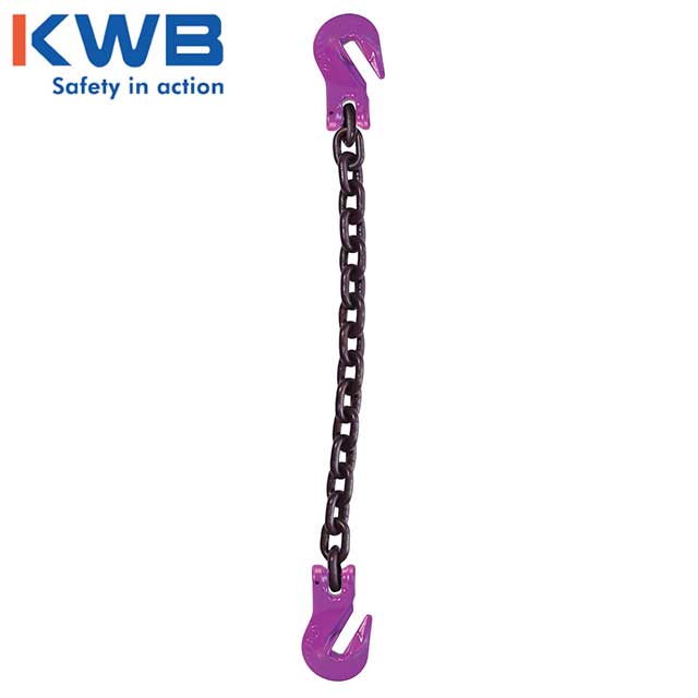 58 inch x 6 foot Single Leg Chain Sling w Grab & Grab Hooks Grade 100 image 2 of 2