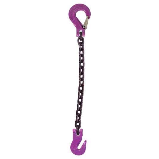 12 inch x 18 foot Single Leg Chain Sling w Grab & Sling Hooks Grade 100 image 1 of 2