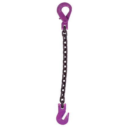 58 inch x 20 foot Single Leg Chain Sling w Grab & SelfLocking Hooks Grade 100 image 1 of 2
