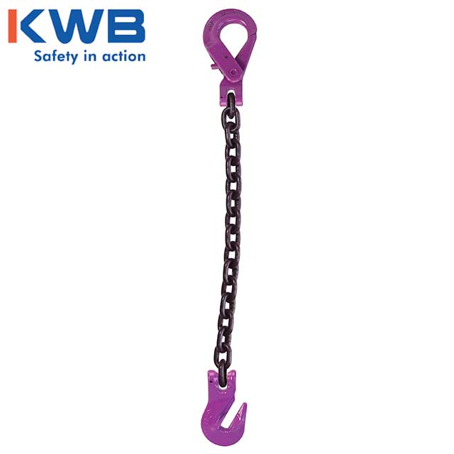932 inch x 10 foot Single Leg Chain Sling w Grab & SelfLocking Hooks Grade 100 image 2 of 2