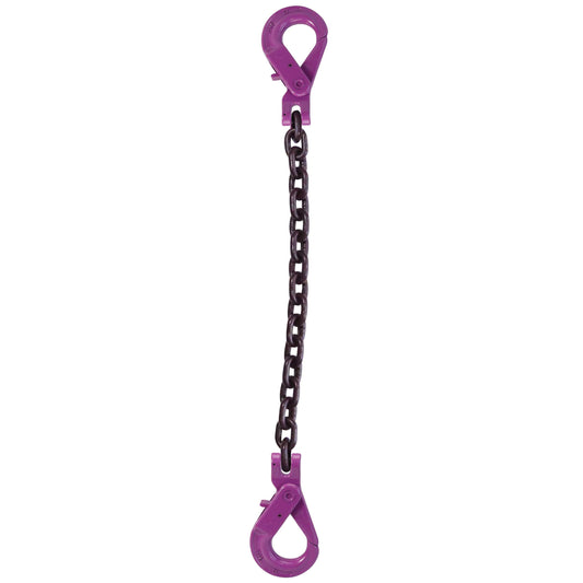 12 inch x 3 foot Single Leg Chain Sling w SelfLocking & SelfLocking Hooks Grade 100 image 1 of 2