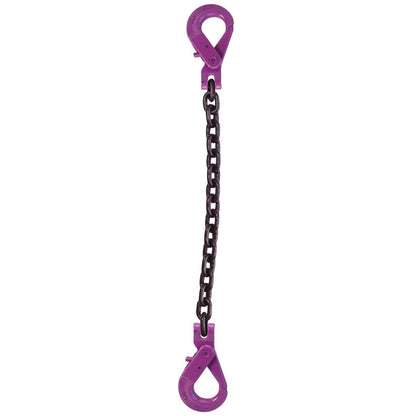 9/32" x 10' - Single Leg Chain Sling w/ Self-Locking & Self-Locking Hooks - Grade 100