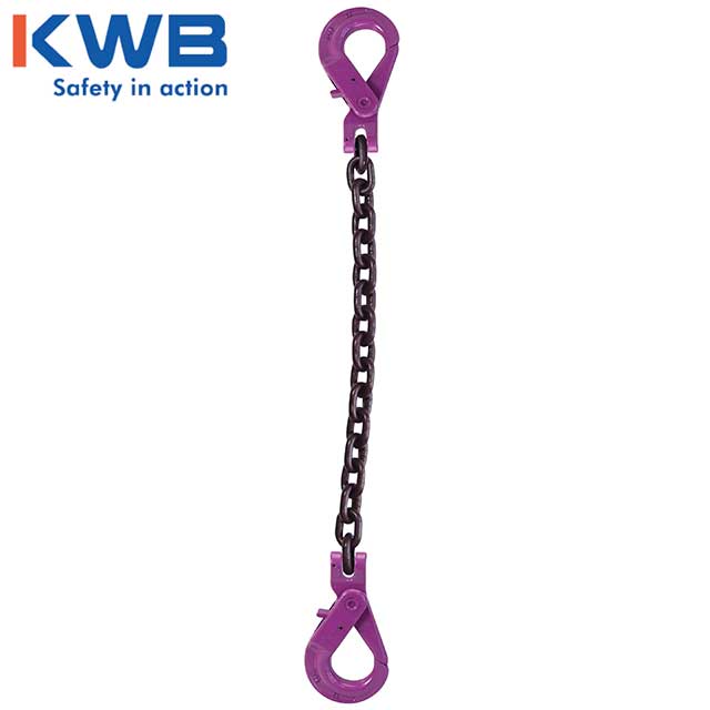 12 inch x 12 foot Single Leg Chain Sling w SelfLocking & SelfLocking Hooks Grade 100 image 2 of 2