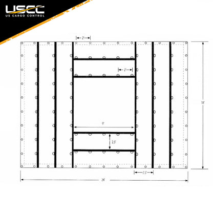 Lightweight Steel Tarp 24 foot x 18 foot (8 foot Drop) 14 oz Black Tarp image 6 of 9