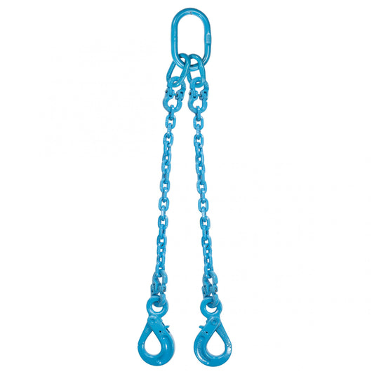 12 inch x 14 foot Pewag 2 Leg Chain Sling w SelfLocking Hooks Grade 120