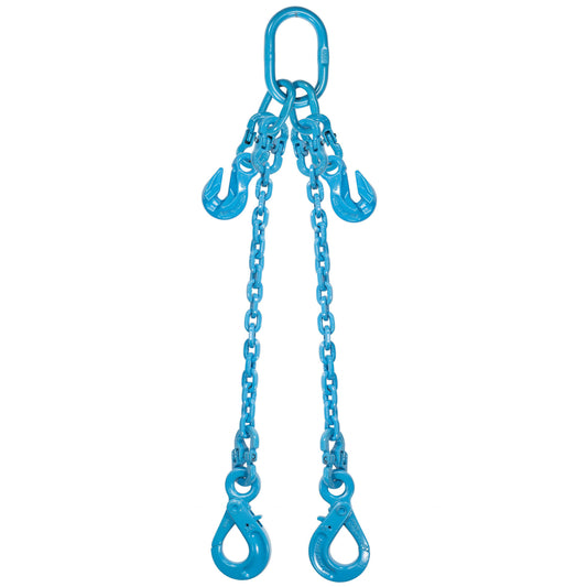12 inch x 20 foot Pewag Adjustable 2 Leg Chain Sling w SelfLocking Hooks Grade 120
