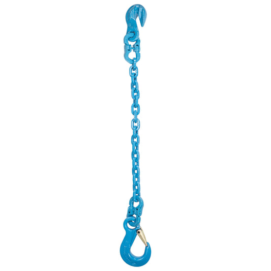 12 inch x 10 foot Pewag Single Leg Chain Sling w Grab & Sling Hooks Grade 120 image 1 of 2