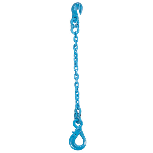 12 inch x 3 foot Pewag Single Leg Chain Sling w Grab & SelfLocking Hooks Grade 120 image 1 of 2