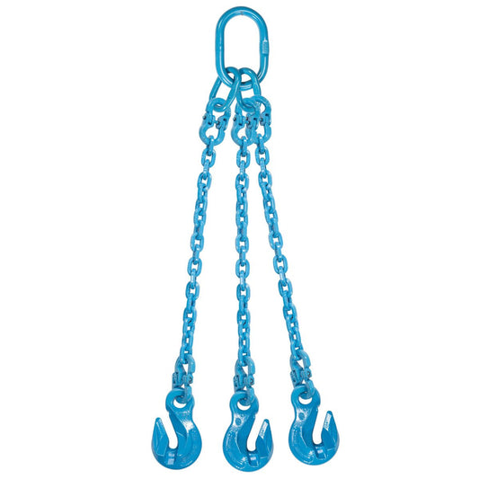 9/32" x 3' - Pewag 3 Leg Chain Sling w/ Grab Hooks - Grade 120