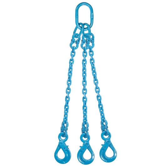 1/2" x 3' - Pewag 3 Leg Chain Sling w/ Self-Locking Hooks - Grade 120
