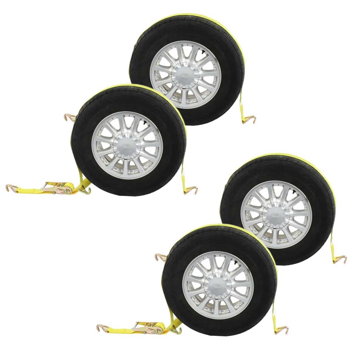 Car Carrier Tire Wheel Strap w Wire Hooks & Ratchet 4 Pack image 1 of 8