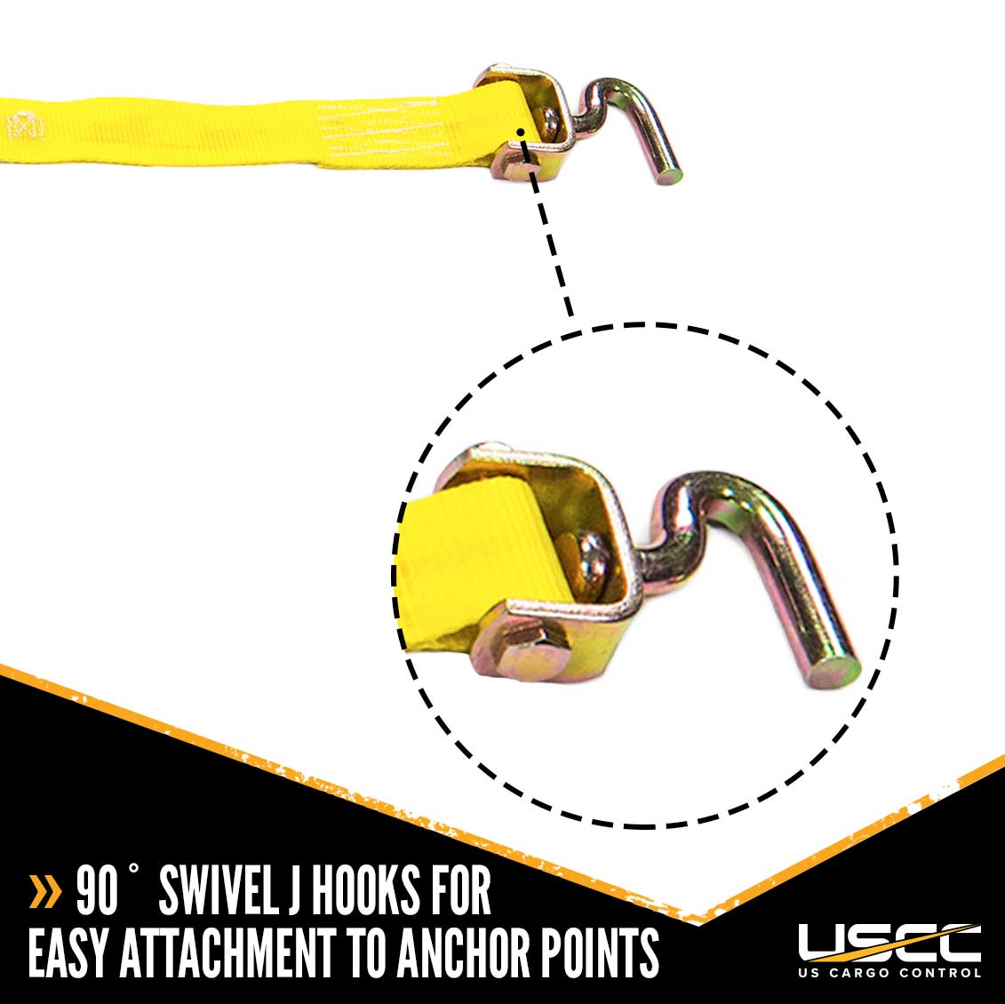 Wheel Strap w 3 Swivel J Hooks with 90 degree hook angle & Ratchet image 3 of 9