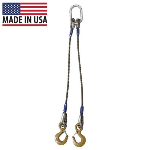 Wire Rope Sling 2 Leg Bridle w Eye Hooks 58 inch x 6 foot Domestic image 6 of 6
