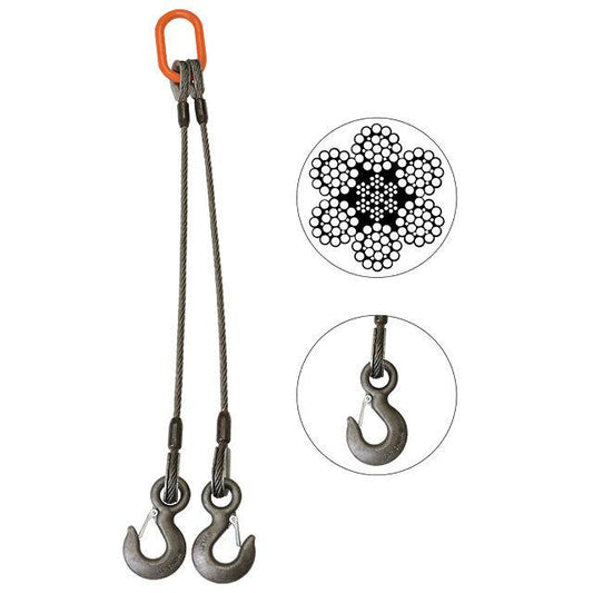 Wire Rope Sling 2 Leg Bridle 14 inch x 14 foot image 1 of 2