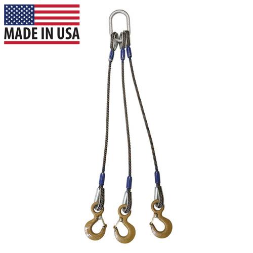 Wire Rope Sling 3 Leg Bridle w Eye Hooks 78 inch x 6 foot Domestic image 6 of 6