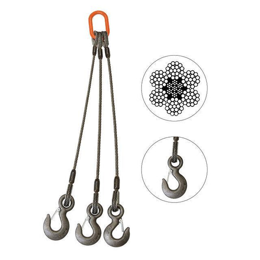 Wire Rope Sling 3 Leg Bridle 78 inch x 5 foot image 1 of 2