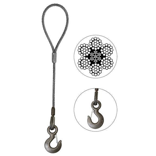 Wire Rope Sling Single Leg Eye and Eye Hook 78 inch x 12 foot image 1 of 2