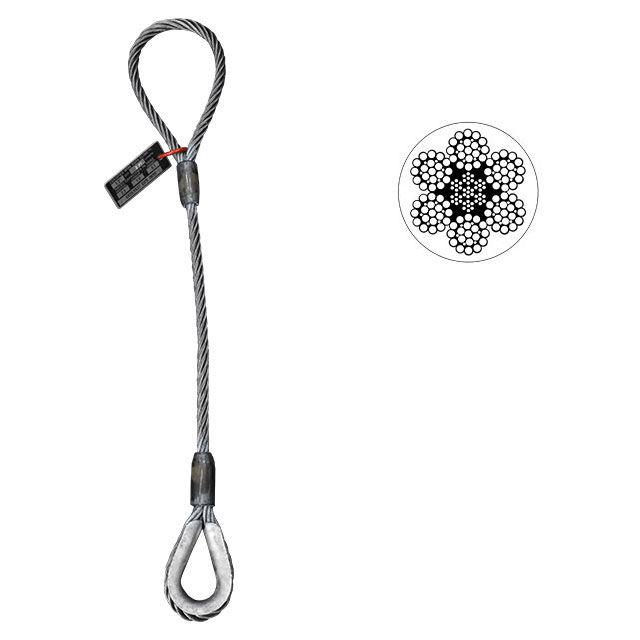 Wire Rope Sling Single Leg Eye and Thimble 78 inch x 16 foot image 1 of 2