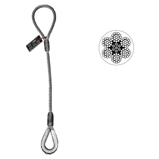 Wire Rope Sling Single Leg Eye and Thimble 78 inch x 16 foot image 1 of 2