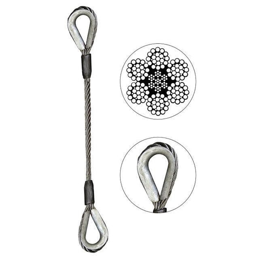 Wire Rope Sling Single Leg Thimble and Thimble 58 inch x 18 foot image 1 of 2