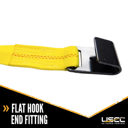 Yellow Adjustable Tow Dolly Strap with 4 Top Strap and Flat Hook image 4 of 7